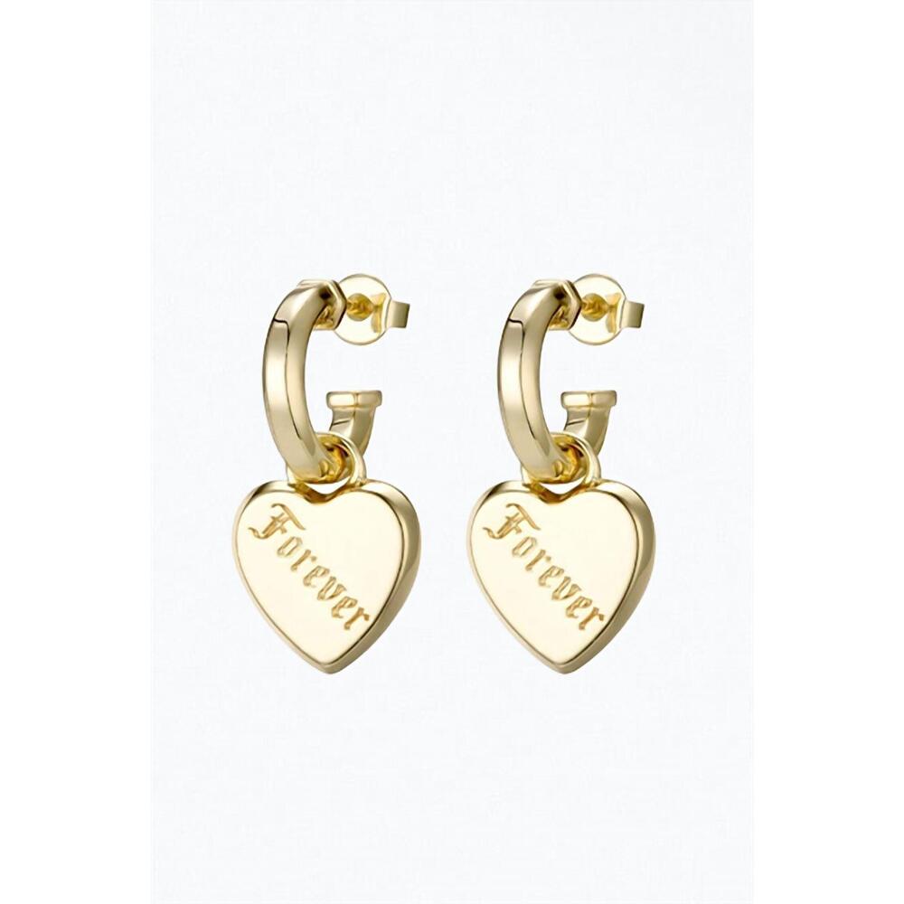 NEW F+H STUDIOS love forever heart charm earrings in gold